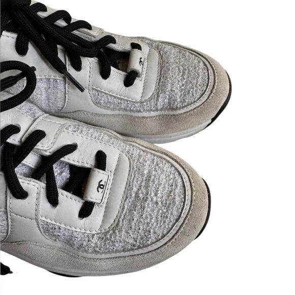 CHANEL Interlocking CC Logo Tweed Athletic Sneakers 38.5 - Picture 6 of 12